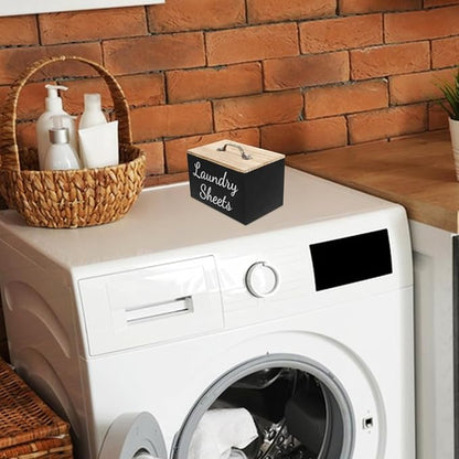 PRETYZOOM Wood Laundry Dryer Sheet Holder Organizer Large Capacity Storage Box - Image 4