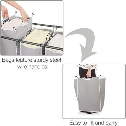 STORAGE MANIAC 4 Section Laundry Sorter and Replacement Bag 2 Pack, Rolling - Image 6