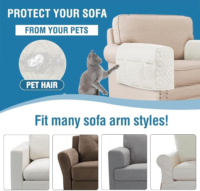 H.VERSAILTEX Armrest Covers for Sofa Water Resistant Couch Arm Covers Remote - Image 5
