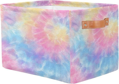 Pardick Tie Dye Pink Cute Basket Storage Bins Large Fabric Toys Storage Cube Box - Image 2