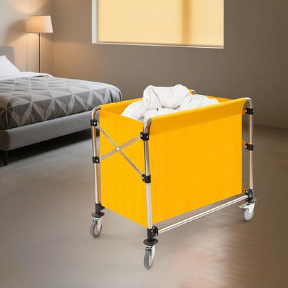 Commercial Laundry Cart with Wheels, Folding Laundry Hamper Cart, Heavy Duty - Image 4
