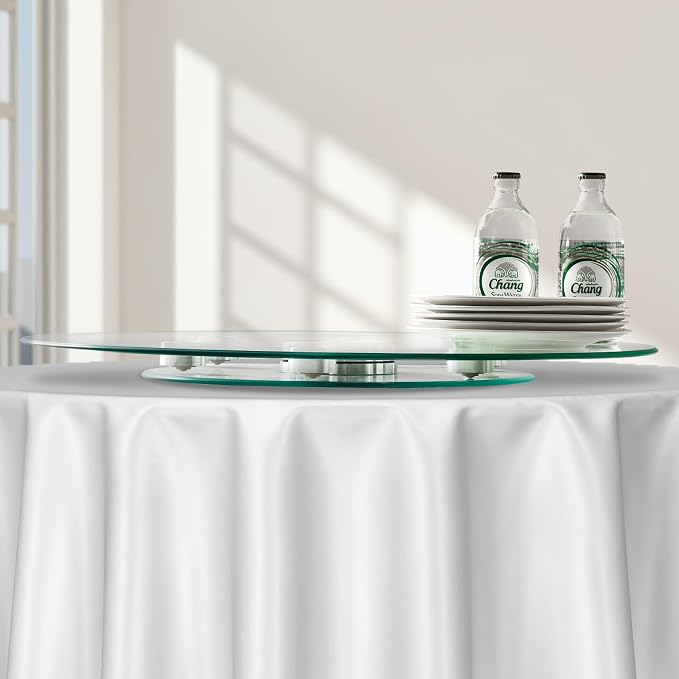 VEVOR 20 in Glass Lazy Susan Turntable, 360° Rotation Round Clear Tabletop - Image 8