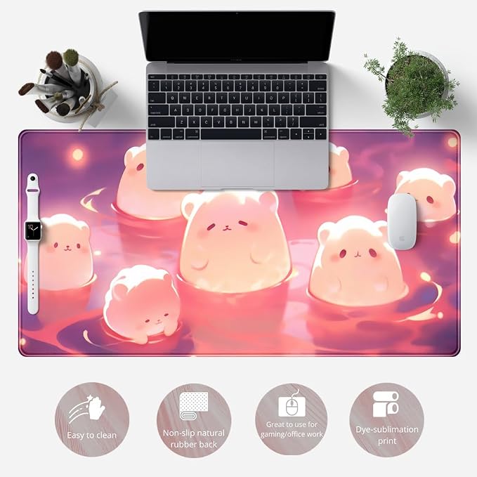 Kawaii Pastel Pink Desk Mat Cute Cat Large Mouse Pad Desk Pad Large Mouse and - Image 6