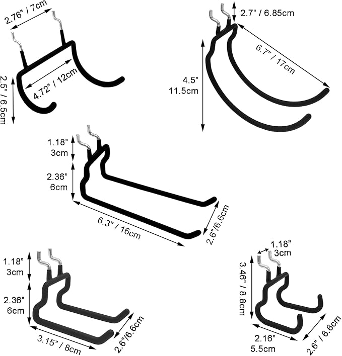12-Piece Pegboard Hook Set for Drills, Accessories, Tool Utility Garage or - Image 3