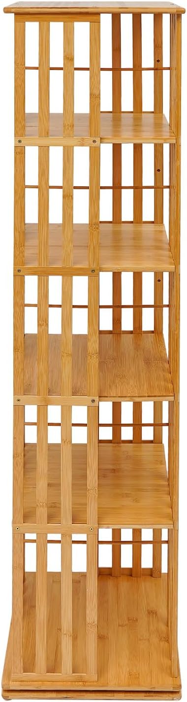 Rotating Bookshelf 5-Tier, 14.57x14.57x59.06in Floor Standing Book Storage - Image 4