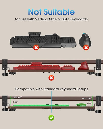 Large Keyboard Tray Under Desk, Pull Out Keyboard & Mouse Tray - Image 4