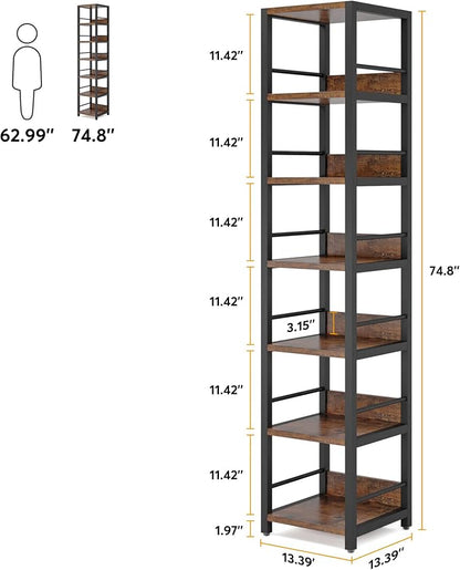 Tribesigns 6-Tier Corner Shelf, 75 Inch Tall Narrow Bookshelf Storage Rack - Image 2