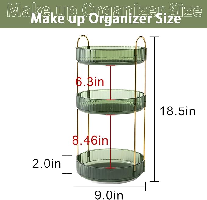 Rotating Makeup Organizer for Vanity, High-Capacity Skincare Clear Make Up - Image 5