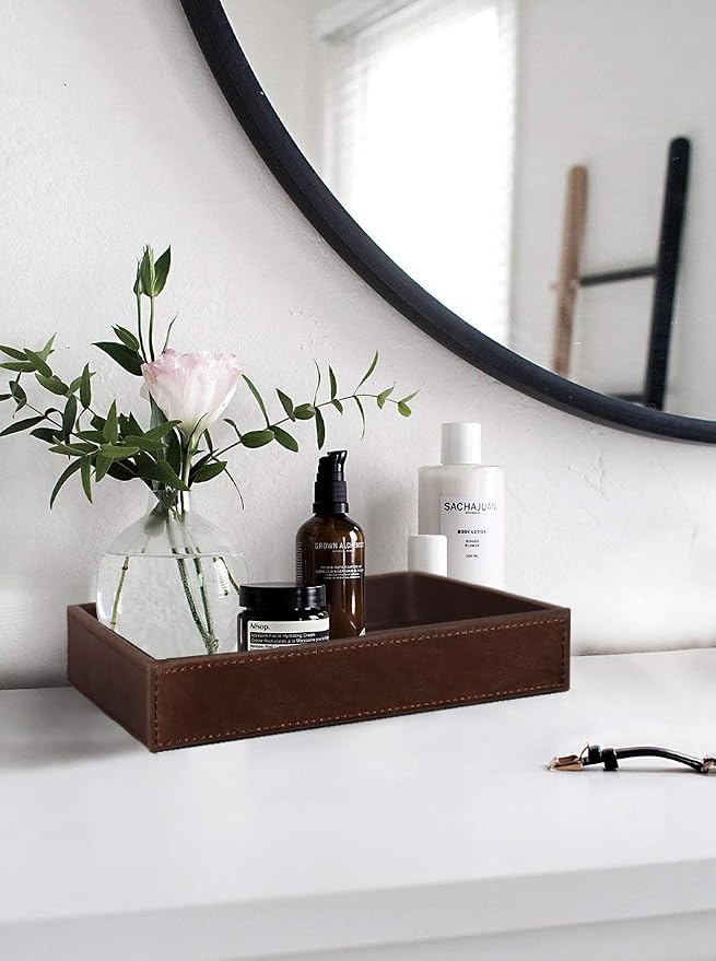 HofferRuffer Decorative Vanity Tray, Desktop Storage Organizer, Catchall Tray - Image 6