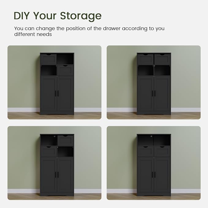 Iwell Storage Cabinet with Doors & Shelves, Kitchen Pantry Cabinet, Bathroom - Image 6