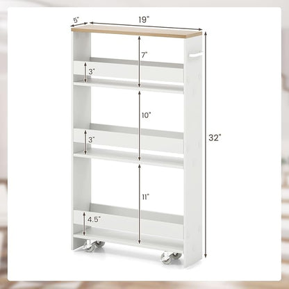 Giantex Slim Storage Cart 4 Tier, Rolling Side Cabinet w/Handle, Space Saving - Image 8