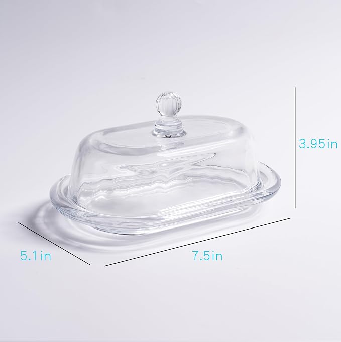 7.5" Large Glass Butter Dish - Image 7