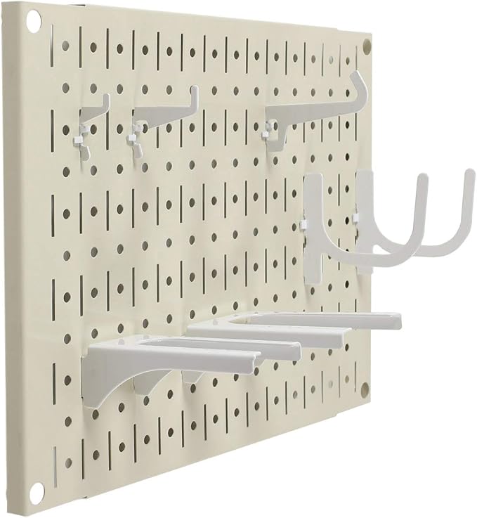 Wall Control Pegboard Wall Organizer Tiles Modular Beige Metal Pegboard Tiling - Image 9