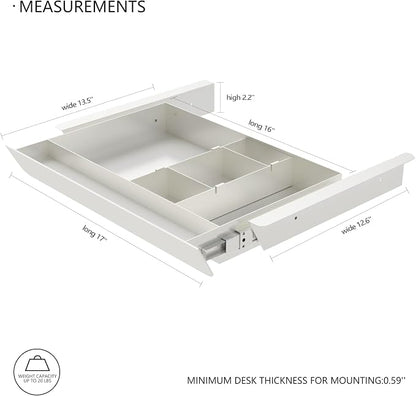 White Under Desk Sliding Pull-out Drawer - Image 3