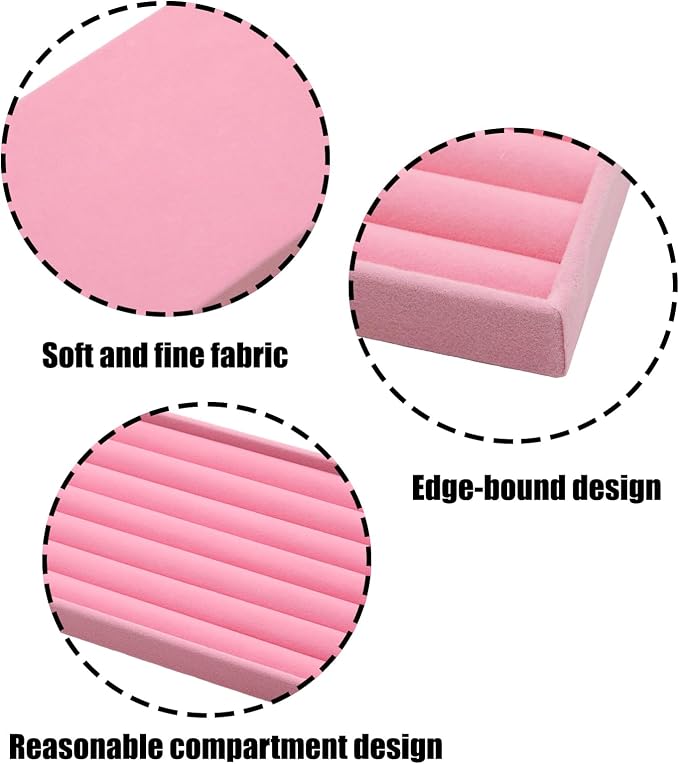 Velvet Jewelry Organizer Trays Pink 8 Rolls | Stackable Jewelry Storage Display - Image 3