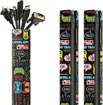 WIRESTER 2 Pack Zipper Cable Management Sleeve, 17.7 Inch Cord Organizer and by WIRESTER