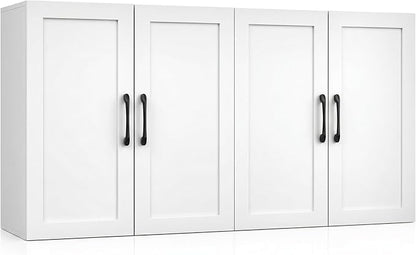 Wall Cabinet with Adjustable Shelves, Laundry Room Cabinet with 4 Doors by Unknown