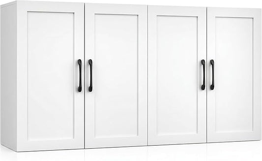 Wall Cabinet with Adjustable Shelves, Laundry Room Cabinet with 4 Doors by Unknown