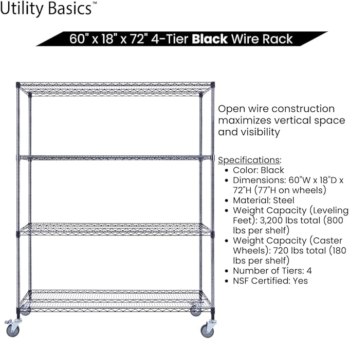 NSF Commercial 4-Tier Wire Shelving - Image 5