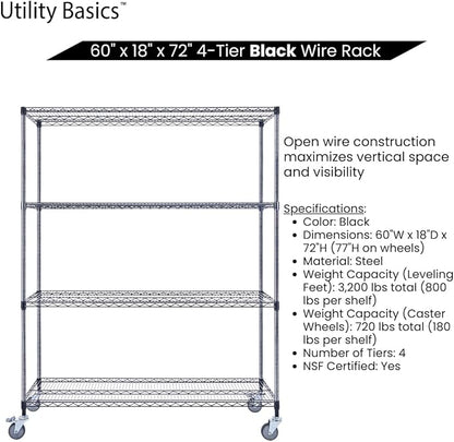 NSF Commercial 4-Tier Wire Shelving - Image 5