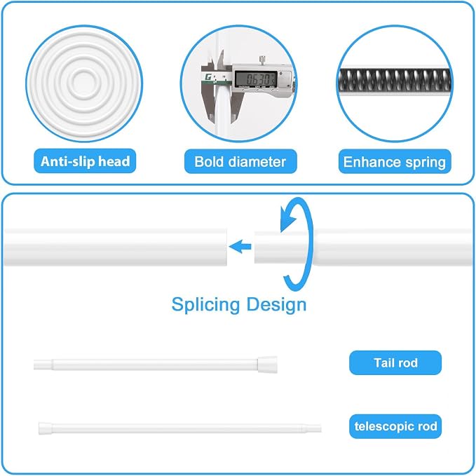 1 Pack Spring Tension Rod, Adjustable 26-39 Inch No Drill, Fits Windows Kitchen - Image 7