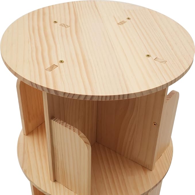 6 Tier Rotating Bookshelf 360 Degrees Free Standing Solid Wood Organizer - Image 4