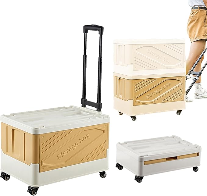 XCBYT 50L Foldable Rolling Crate, Storage Cart by XCBYT