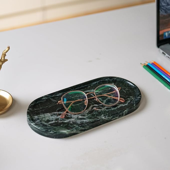 Emerald Green Marble Tray | Bathroom Jewelry Organizer | Spa-Quality Perfume - Image 4