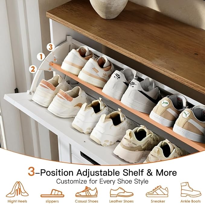 Nicetree Shoe Storage Cabinet for Entryway, Freestanding Fluted Accent Ultra - Image 4