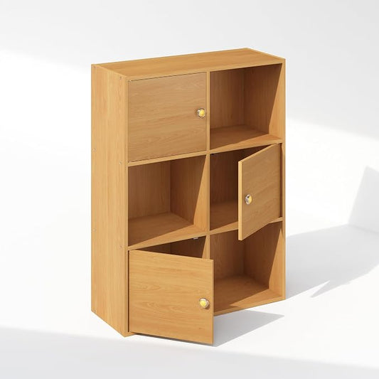 Furinno PASIR Book Shelf, 6-Cube Bookshelf, 3 Door Cube Storage Organizer by Furinno-FitsYourSpaceFitsYourBudget