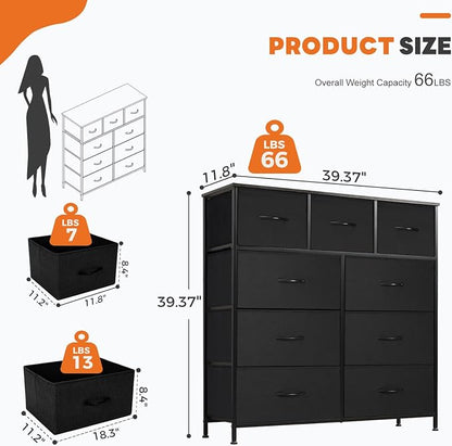 Sweetcrispy 9-Drawer Fabric Dresser Storage Tower - Image 3