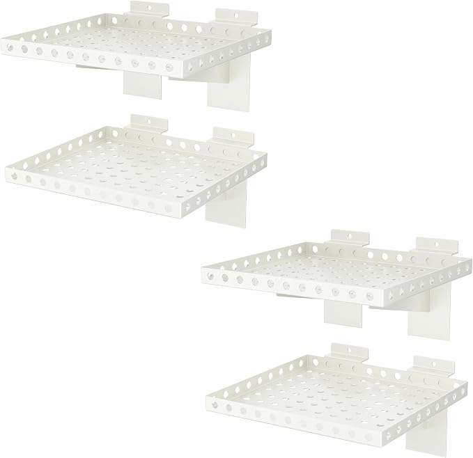 4 Pack Slatwall Shelves, Heavy Duty White Metal Slat Wall Shelf by BOBIBAN
