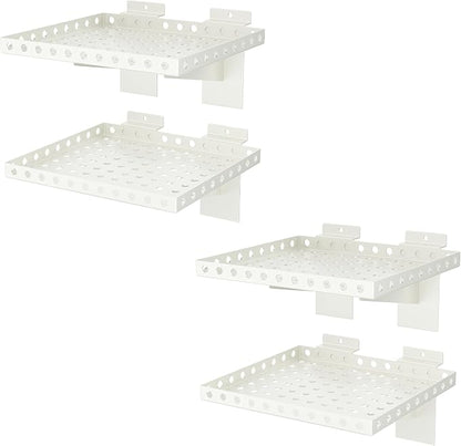4 Pack Slatwall Shelves, Heavy Duty White Metal Slat Wall Shelf by BOBIBAN