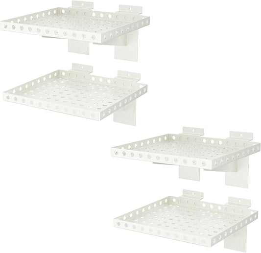 4 Pack Slatwall Shelves, Heavy Duty White Metal Slat Wall Shelf by BOBIBAN