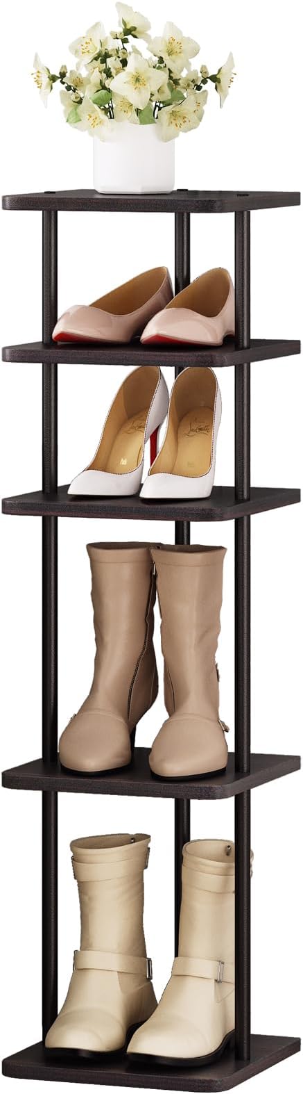 SORCEDAS Shoe Rack Vertical Shoe Shelf Narrow Tall Storage by SpecialYourHome