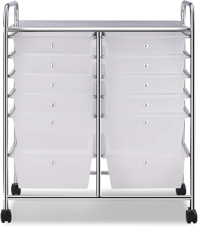 Giantex 12 Drawer Rolling Storage Cart Tools Scrapbook Paper Office School - Image 8