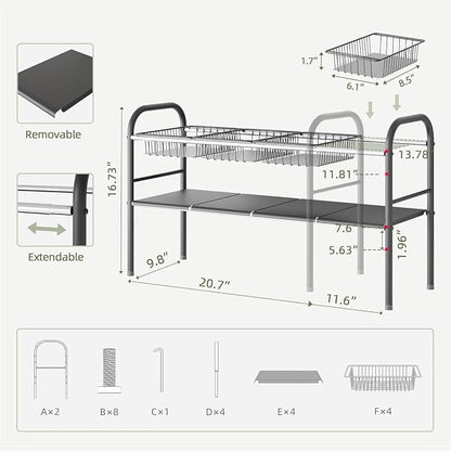 NETEL Under Sink Organizers and Storage, 2 Tier Expandable Under Cabinet - Image 3