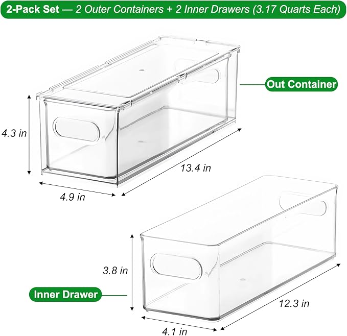 Taiuloo 2 Pack Stackable Refrigerator Organizer Bins - Image 2