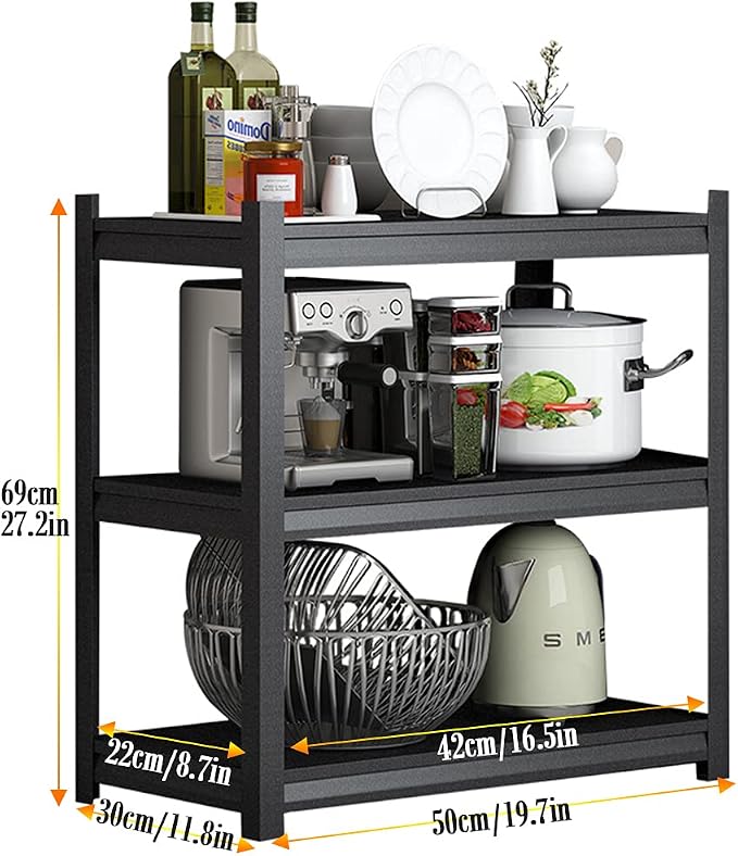 3-Shelf Adjustable Kitchen Storage Rack Unit, Space-Saving Shelf - Image 6