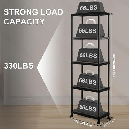 Plastic Storage Shelves, 70.2" H x 12" D x 24" W Plastic Shelves - Image 3