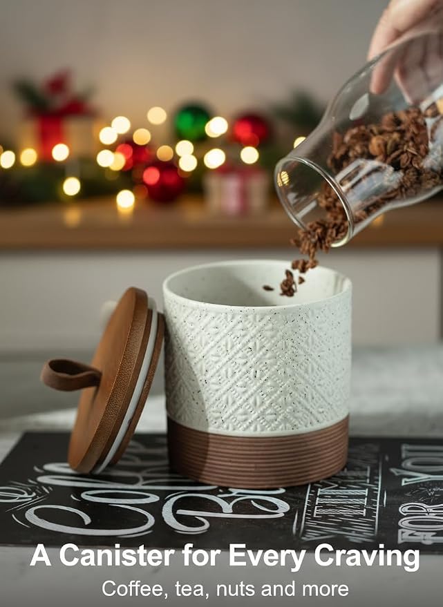 Miamolo Ceramic Jar with Lid, Coffee Canisters with Airtight Lids Kitchen Food - Image 2