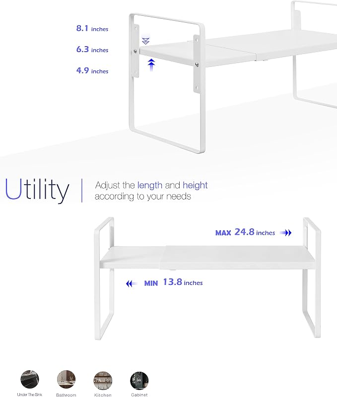 Nxconsu Cabinet Shelf Expandable Height Adjustable Organizer Riser - Image 4
