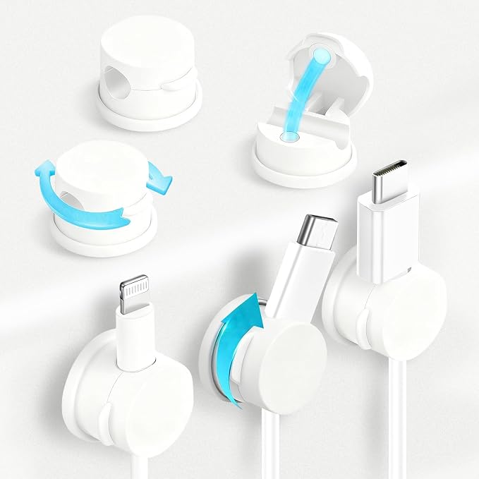 6pcs Magnetic Cord Organizer, 360° Swiveling Adhesive Cable Clips by Unknown
