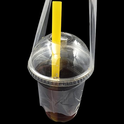 FERENLI 12.5x23cm 1000 Pcs Clear Plastic Handle Drink Containers Bags T Type - Image 3