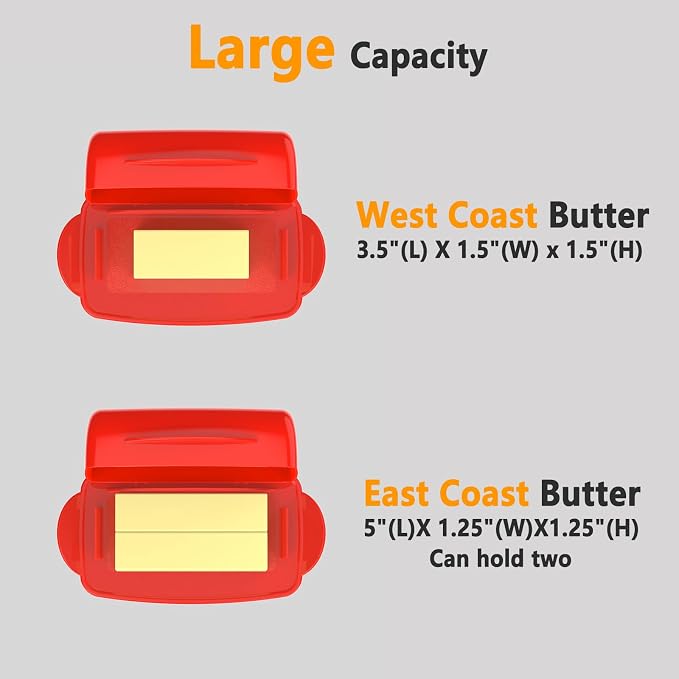 Butter Dishes with Lid for Countertop Refrigerator, Plastic Butter Dish Clear - Image 3