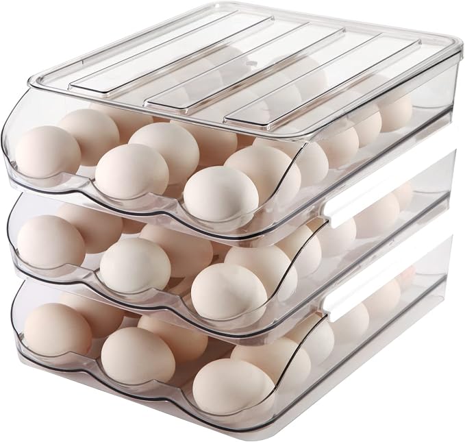 Egg Holder for Fridge, Automatically Rolling Egg Storage Container for by MesRosa