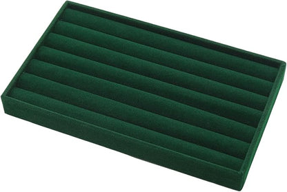 Velvet Jewelry Organizer Tray, Dark Green 8 Rolls | Stackable Jewelry Storage by Unknown
