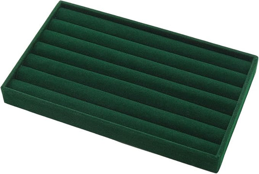 Velvet Jewelry Organizer Tray, Dark Green 8 Rolls | Stackable Jewelry Storage by Unknown