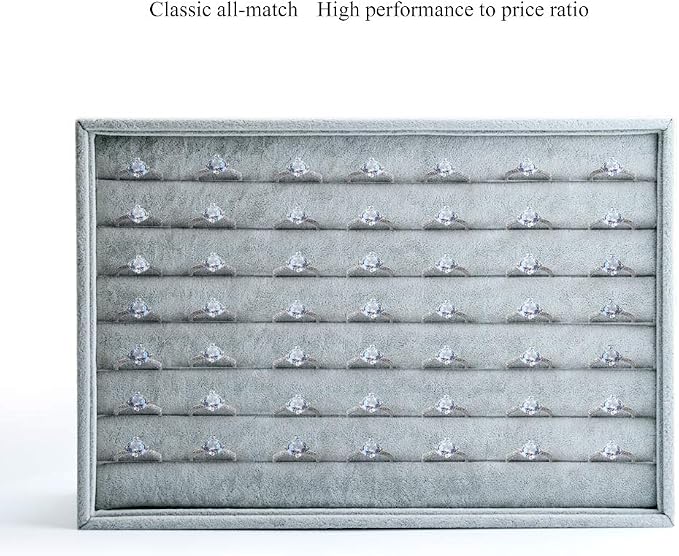 Oirlv Velvet 7 Slots Ring Earrings Studs Tray Showcase Display Jewelry Organizer - Image 6