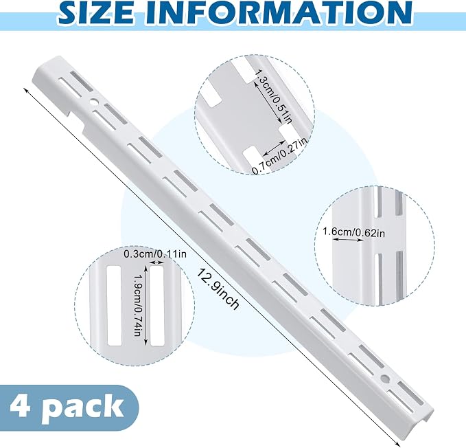 Tandefio 4 Pcs 12 inch Dual Track Upright Wall Shelving System - Image 2